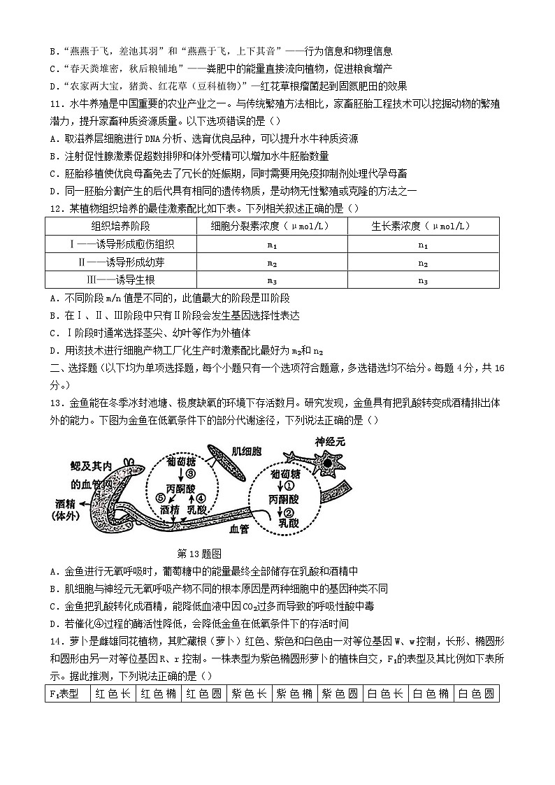 广东省惠州市2024届高三生物下学期4月一模试题第3页