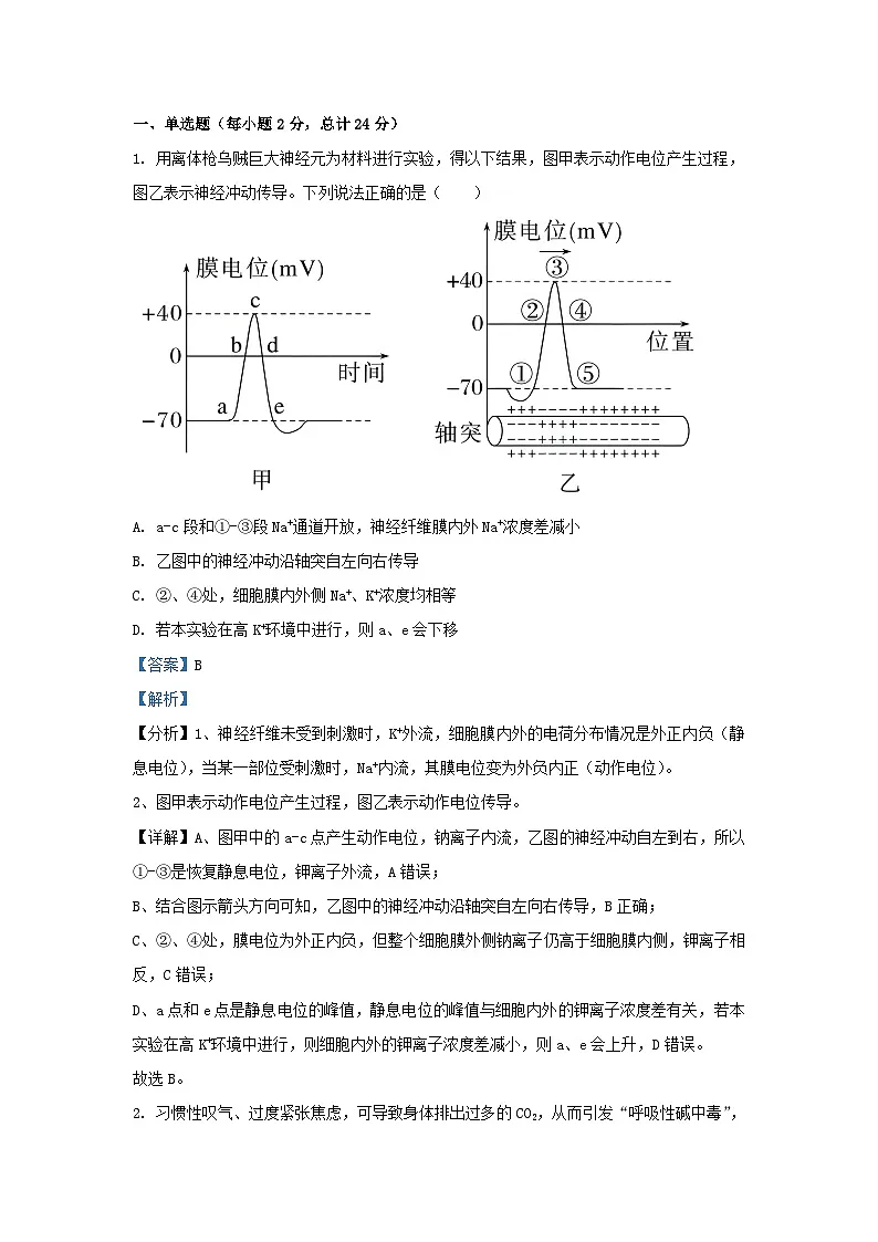 湖南省长沙市2023_2024学年高二生物下学期入学考试试题含解析第1页