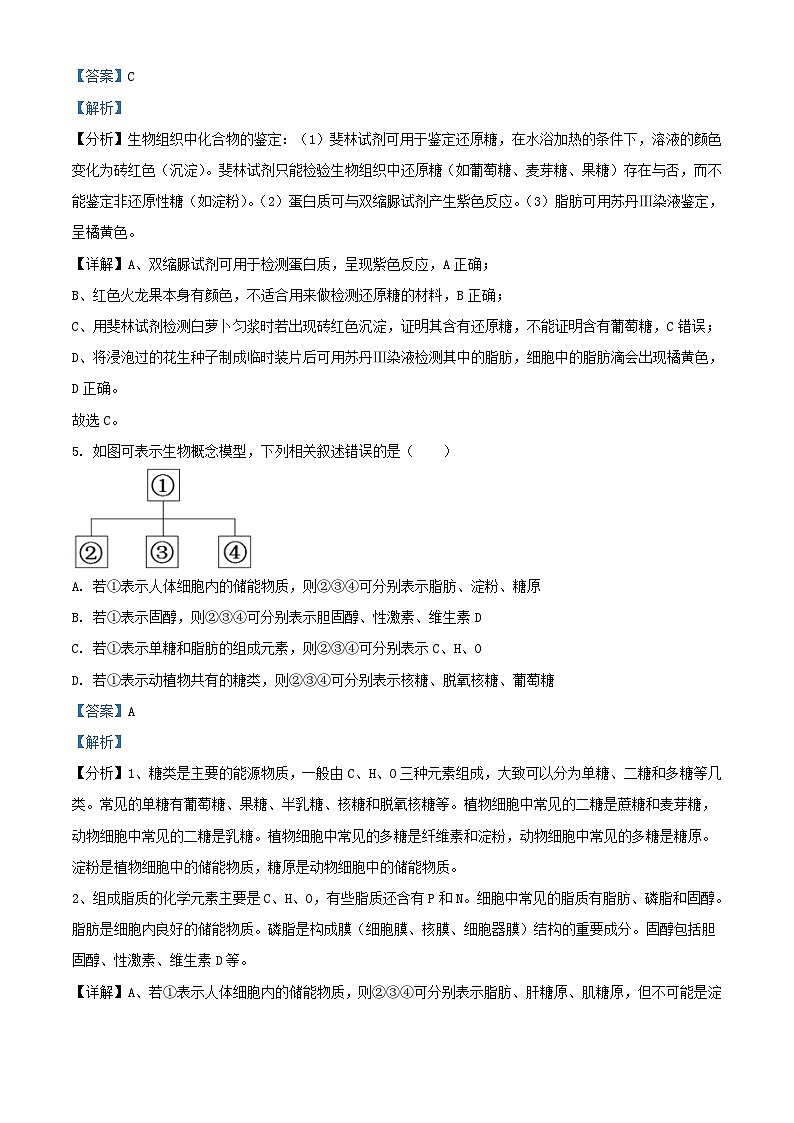 湖南省长沙市2023_2024学年高一生物上学期期末试题含解析第3页