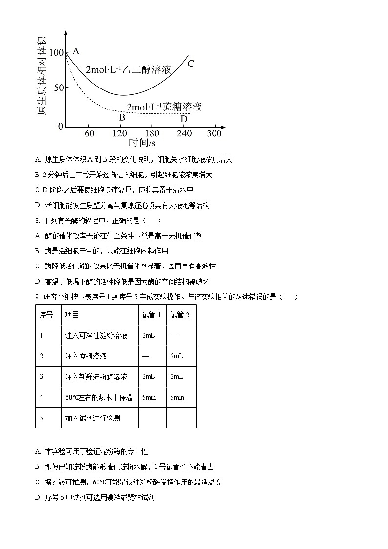 河北省保定市2024-2025学年高一上学期12月月考生物试题  Word版无答案第3页