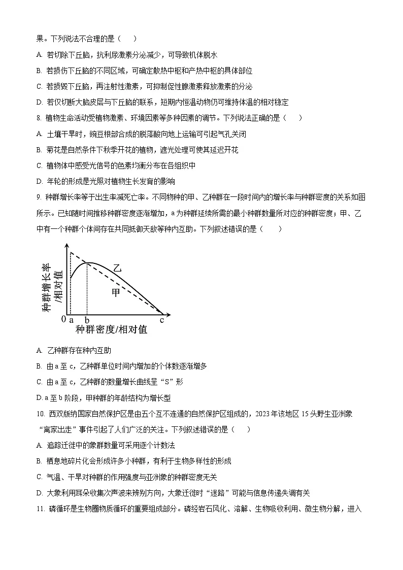 山东省聊城市2024-2025学年高二上学期1月期末生物试题 Word版无答案第3页
