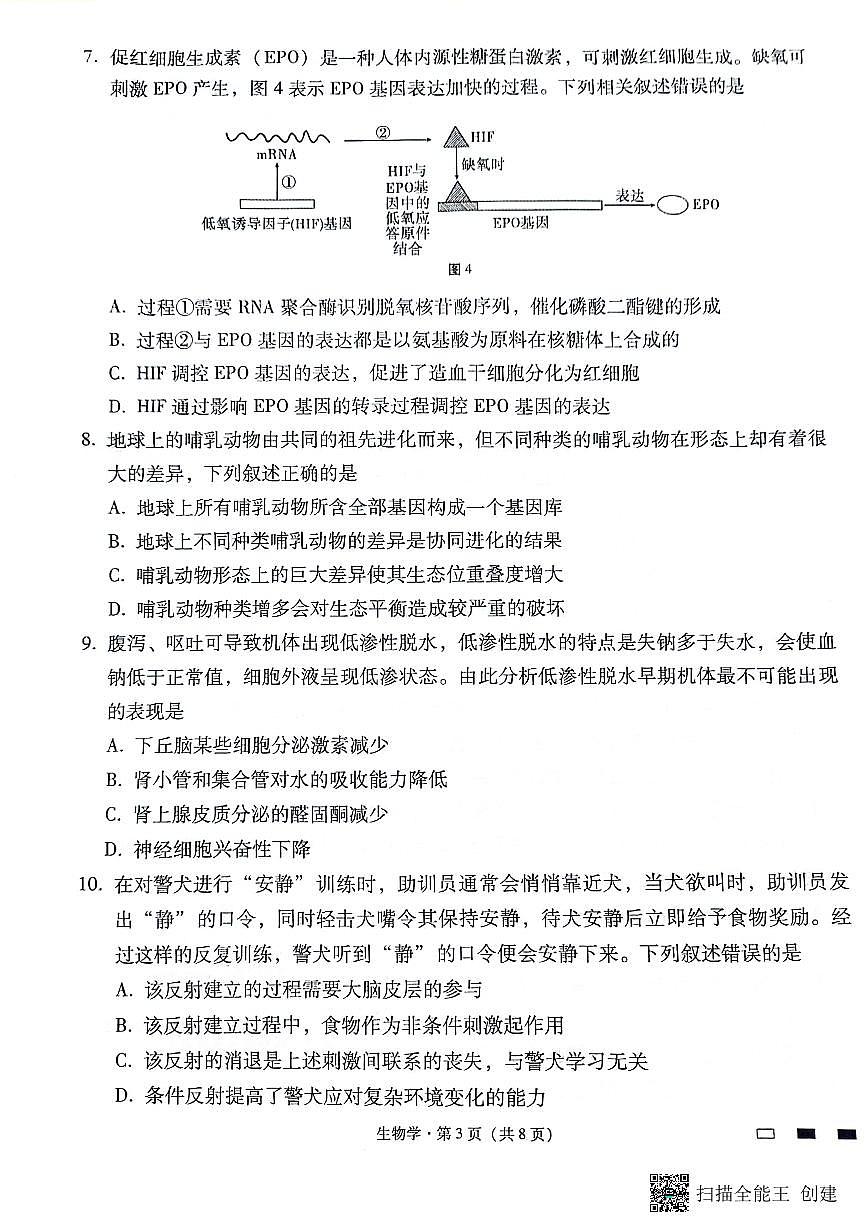 2024届贵州省贵阳一中高三适应月考（八）-生物试卷（含答案）第3页