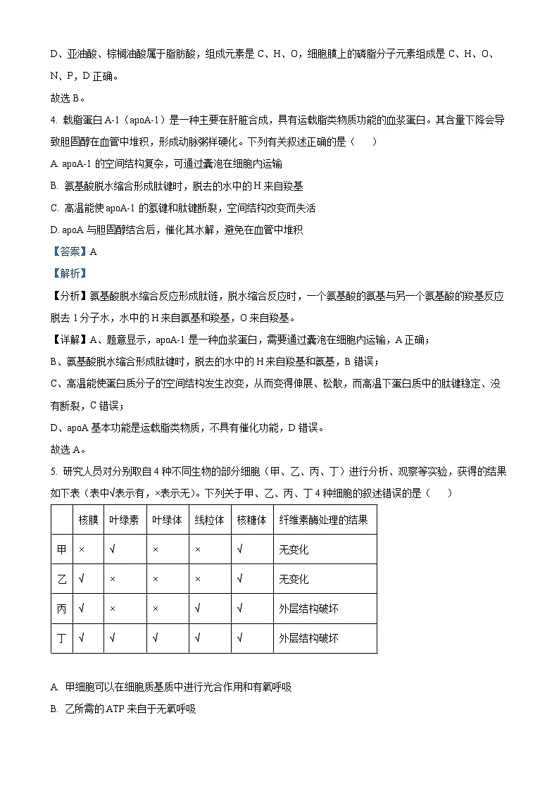 湖北省荆楚优质高中联盟2024-2025学年高一下学期3月月考生物试卷 Word版含解析第3页