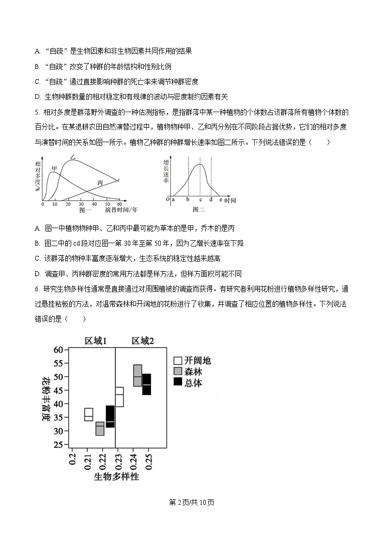 湖北省十堰市六县市区一中教联体学校2024-2025学年高二下学期3月月考生物试题（原卷版）第2页