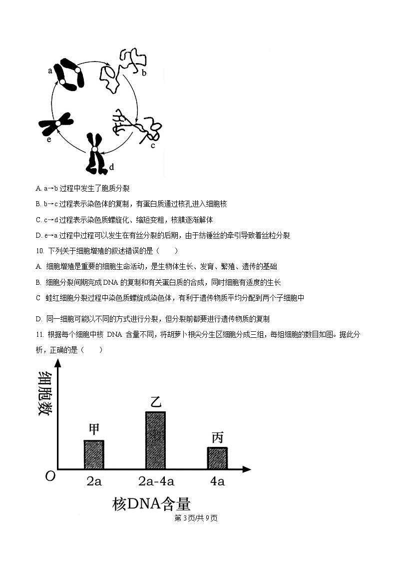 湖北省问津教育联合体2023-2024学年高一下学期3月月考生物试题（原卷版）第3页