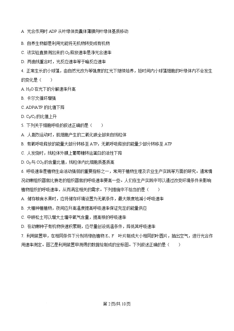 湖南省长沙市雅礼教育集团高一联考2024-2025学年高一下学期3月月考生物试题（原卷版）第2页