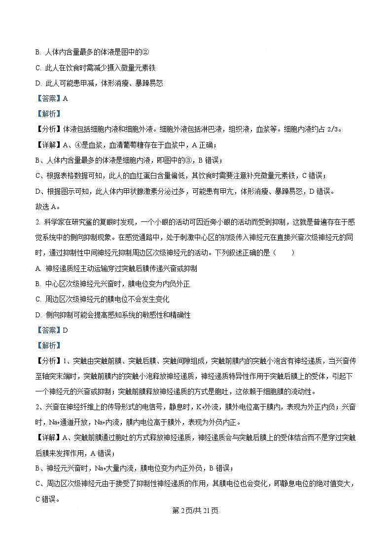 湖南省名校联盟2024-2025学年高二下学期开学质量检测生物试题 Word版含解析第2页
