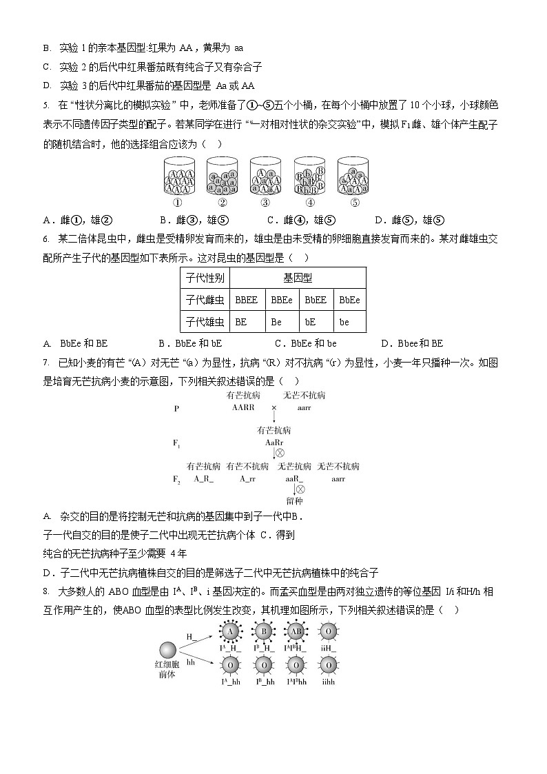 山东省济宁市第一中学2024-2025学年高一下学期3月月考生物试题第2页