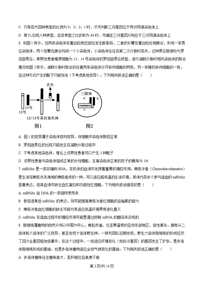 黑龙江省齐齐哈尔市2025届高三下学期一模生物试题（原卷版）第3页