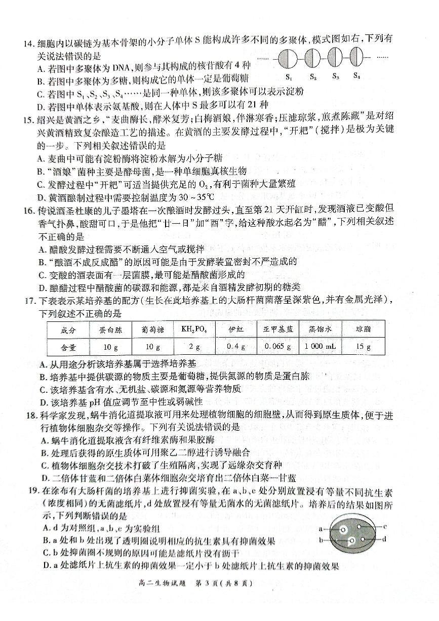 2024届河南省商丘市高二下学期（期末考）-生物试题（含答案）第3页