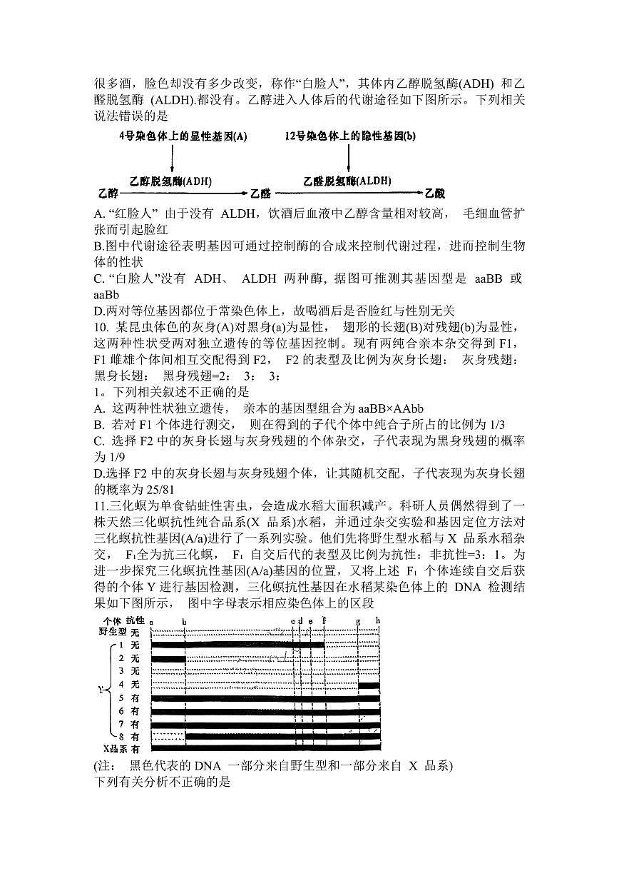 2024届河南省信阳市信阳高级中学高三上学期第一次模拟（11月）-生物试题（含答案）第3页