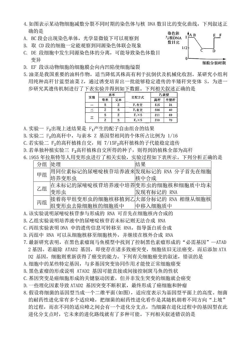 2024届黑龙江省齐齐哈尔市高三下学期一模试卷(2月)-生物试题（含答案）第2页