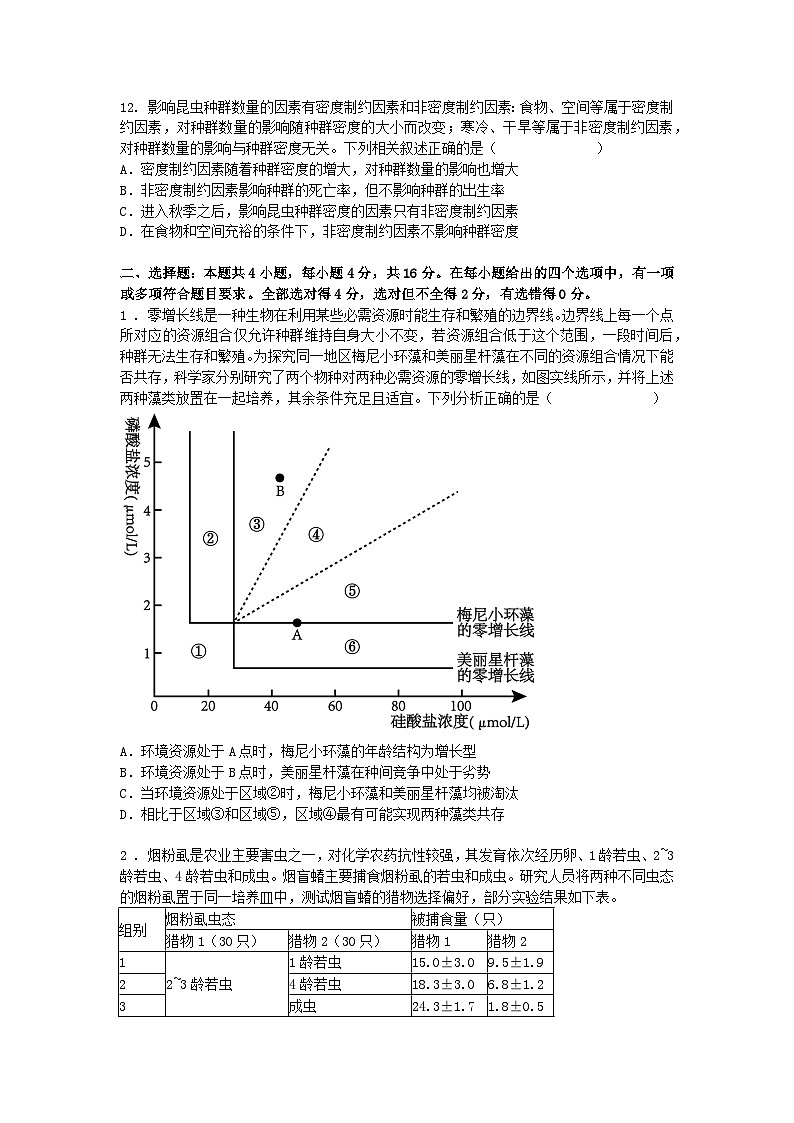 （人教版）高二下学期生物单元考试卷及答案-第1章第3节 影响种群数量变化的因素第3页