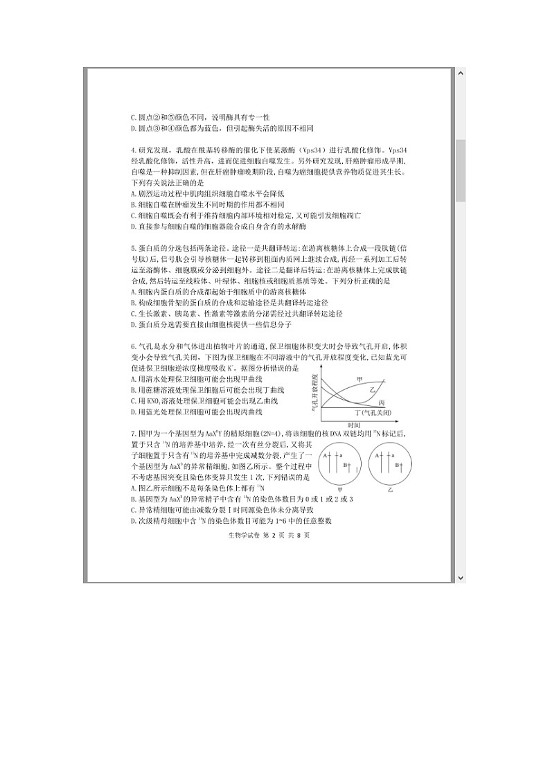 湖北省腾云联盟2025届高三上学期12月联考生物试题 含答案第2页