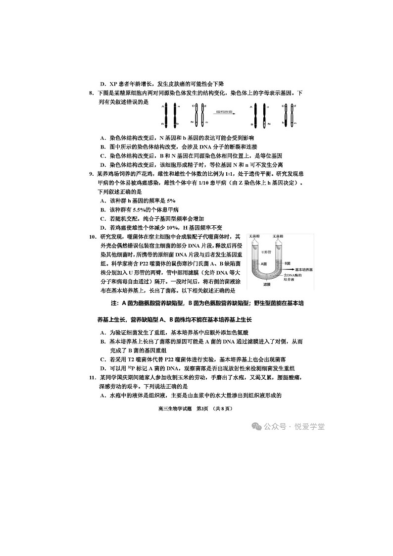 吉林地区2024-2025学年下期高三二模生物试卷含答案第3页