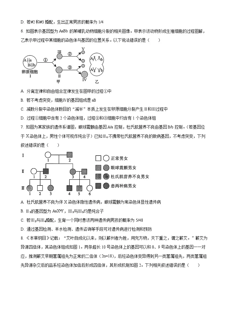 河南省部分学校2024-2025学年高三下学期3月联考生物试题（原卷版+解析版）第3页