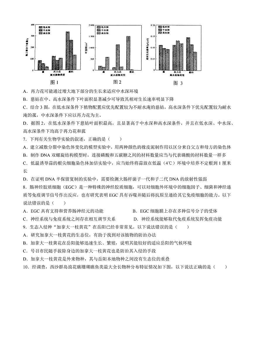 2024届湖南省岳阳市高三下学期二模-生物试卷（含答案）第3页