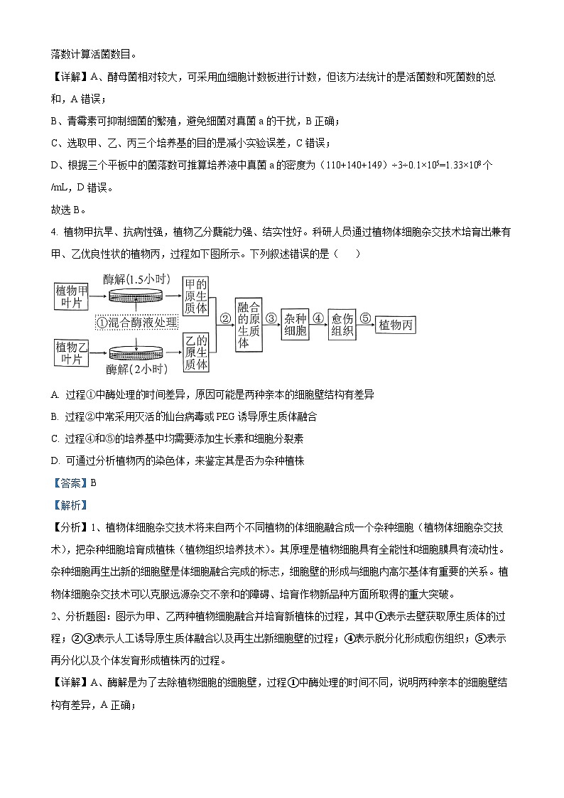 山东省菏泽市第一中学2024-2025学年高二下学期第一次月考生物试题 Word版含解析第3页