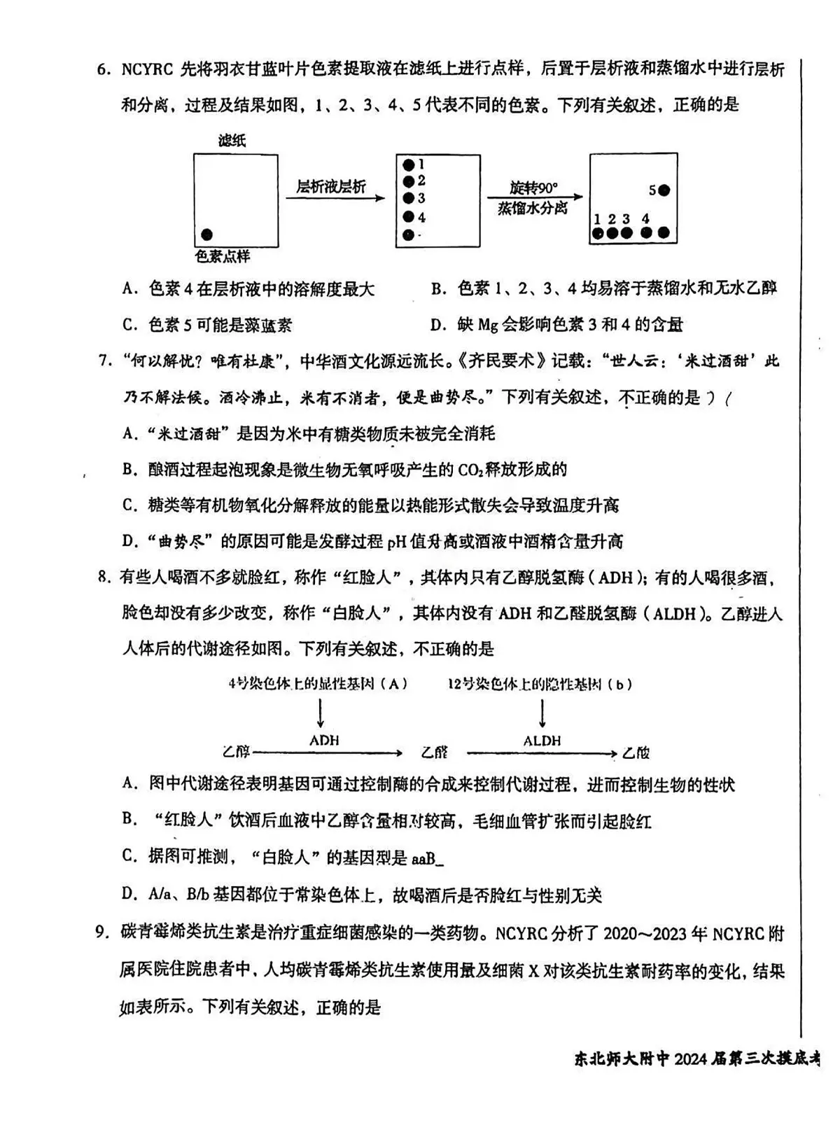 2024届吉林省东北师范大学附属中学高三上学期第三次摸底(11月)-生物试题（含答案）第3页