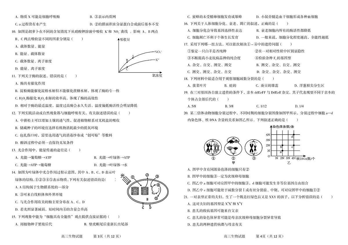 2024届吉林省辽源友好学校高三上学期1月期末考试-生物试题（含答案）第2页