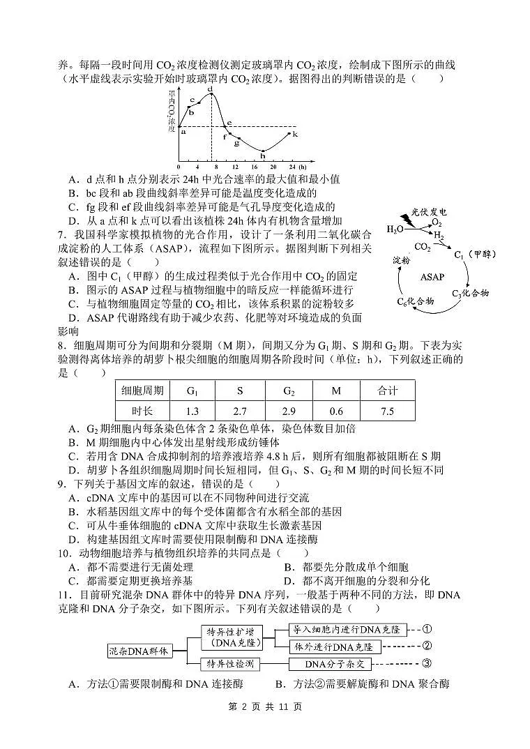 2024届江苏省扬州中学高三上学期开学考试-生物试题（含答案）第2页