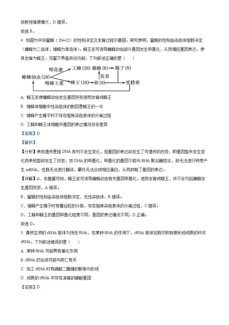 江西省萍乡市2024-2025高三下学期一模考试生物试题 Word版含解析第3页