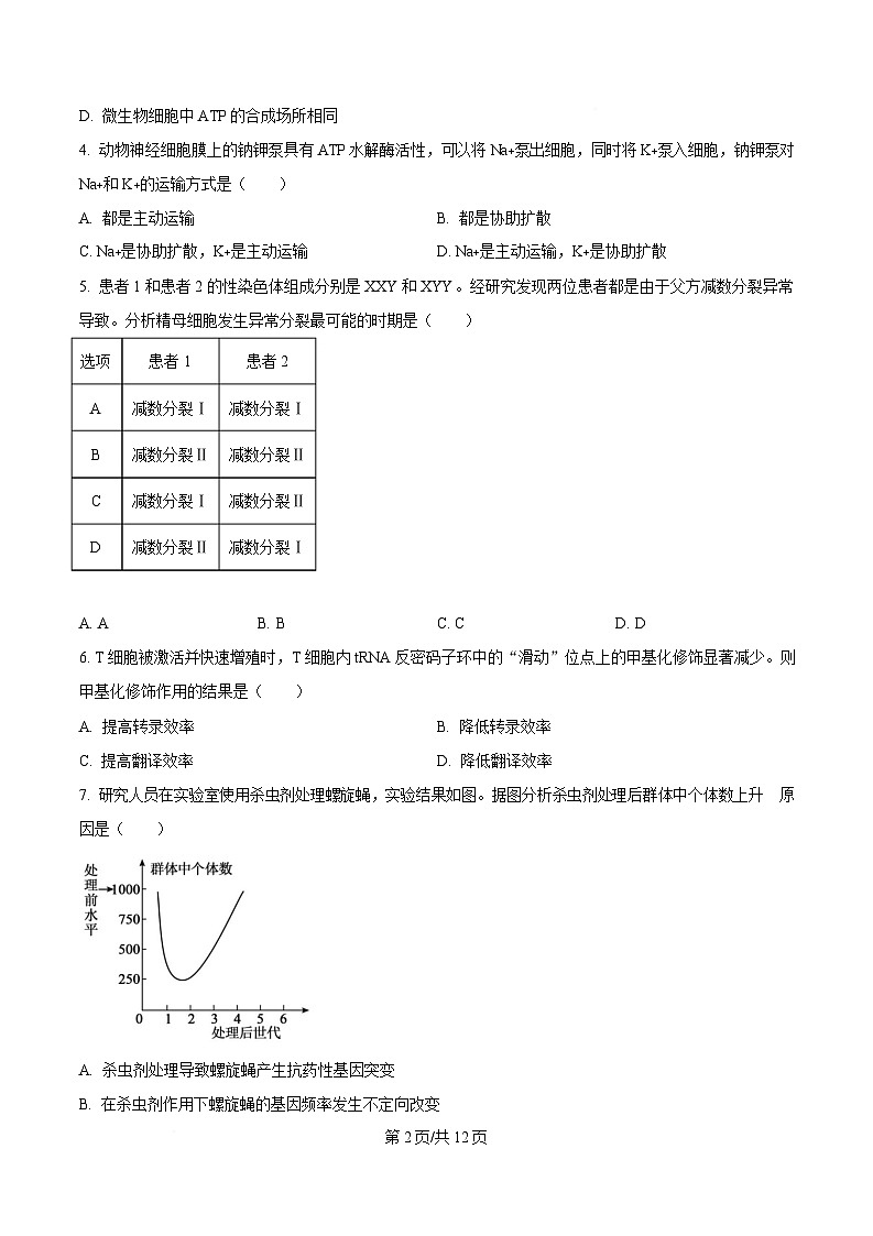 广东省深圳市2025届高三下学期第一次调研考试（一模）生物试卷（原卷版）第2页
