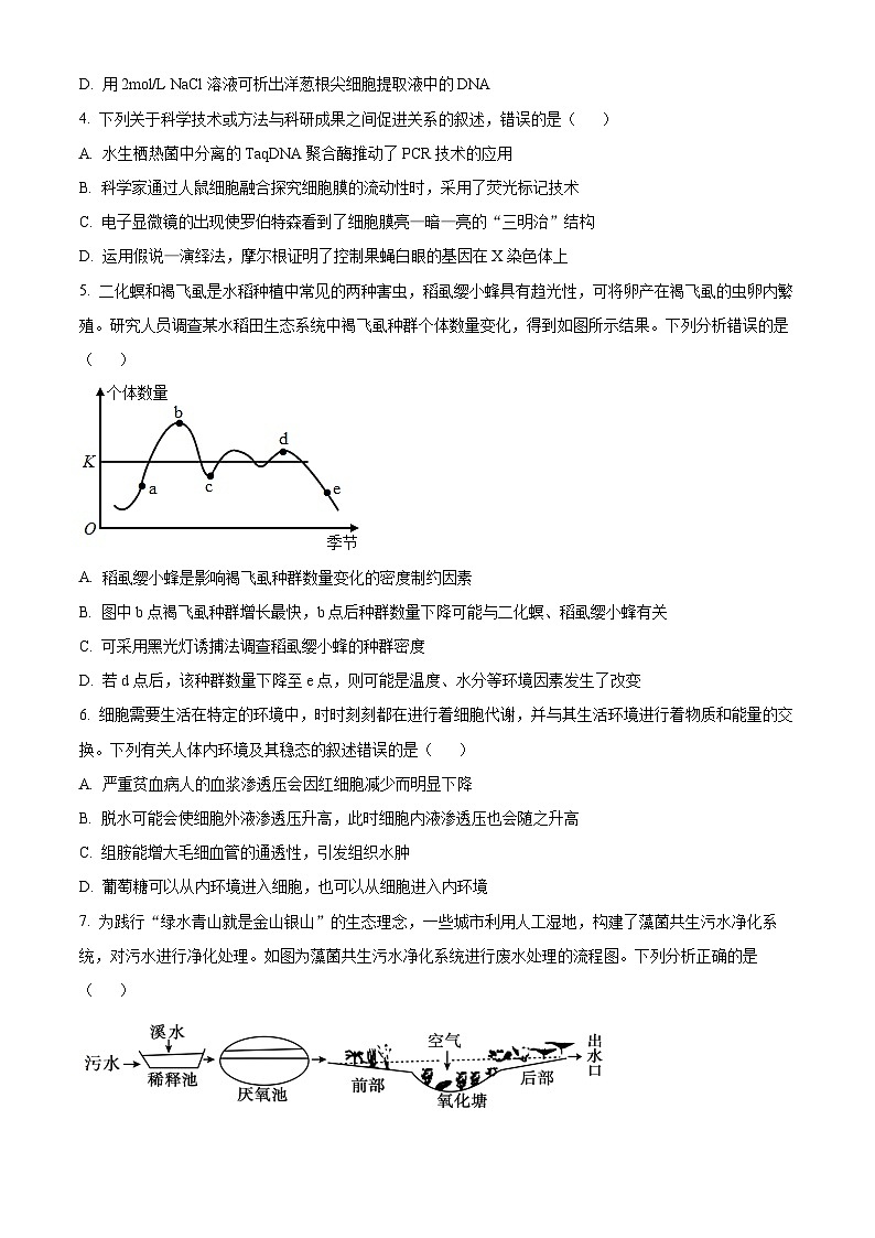 2025届广东省湛江市高三第一次调研考试生物试题（原卷版）第2页