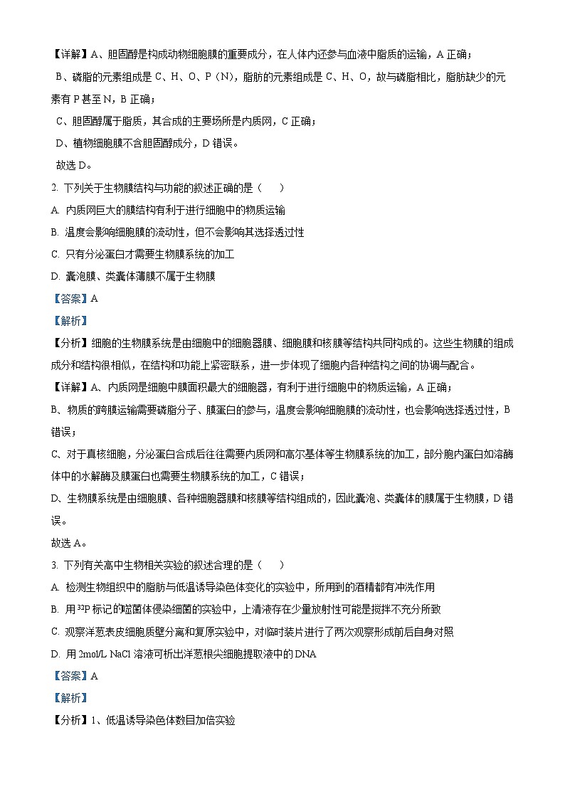 2025届广东省湛江市高三第一次调研考试生物试题 Word版含解析第2页