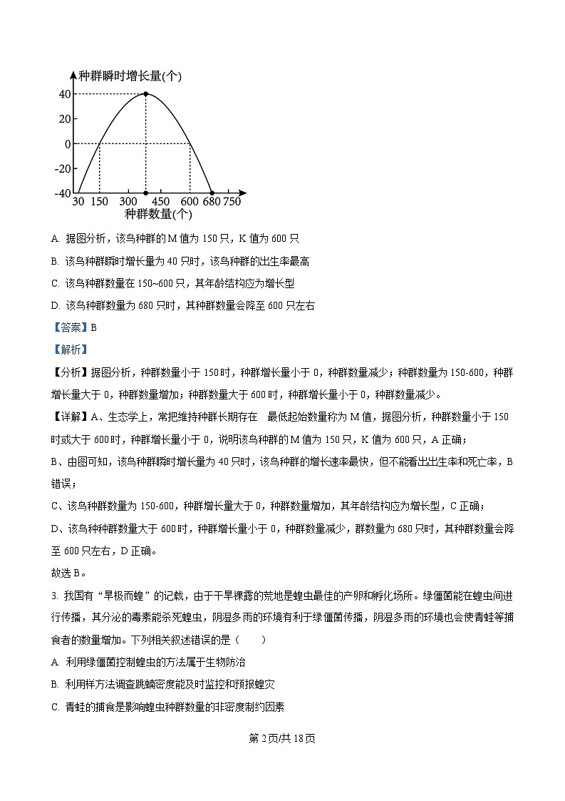 安徽省A10联盟2024-2025学年高二下学期3月阶段考生物学试题 Word版含解析第2页