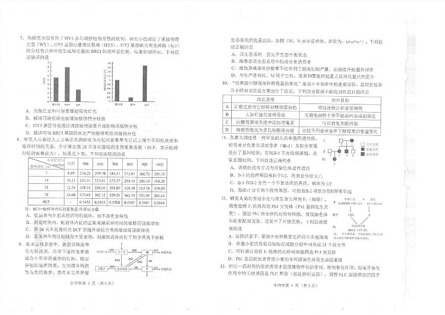 四川省南充市2025届高三高考模拟第三次诊断考-生物试题+答案第2页