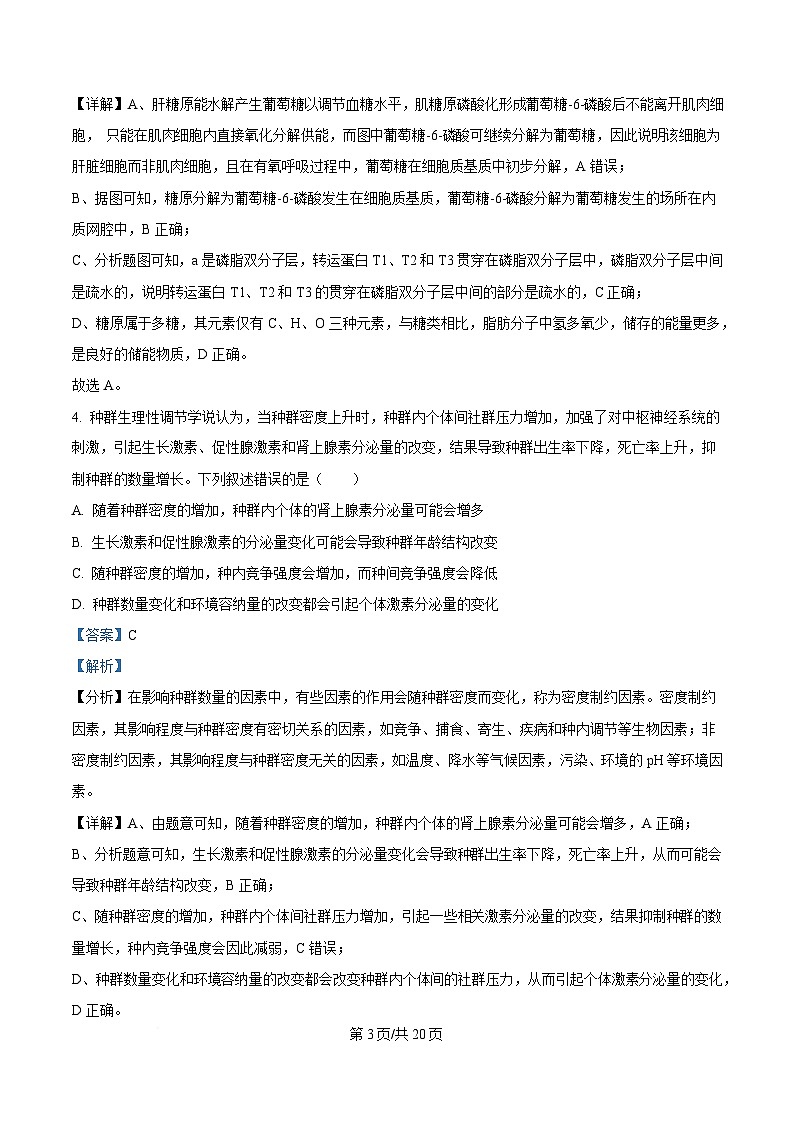 重庆市第十一中学教育集团2024-2025学年高三下学期第七次质量检测生物试题 Word版含解析第3页