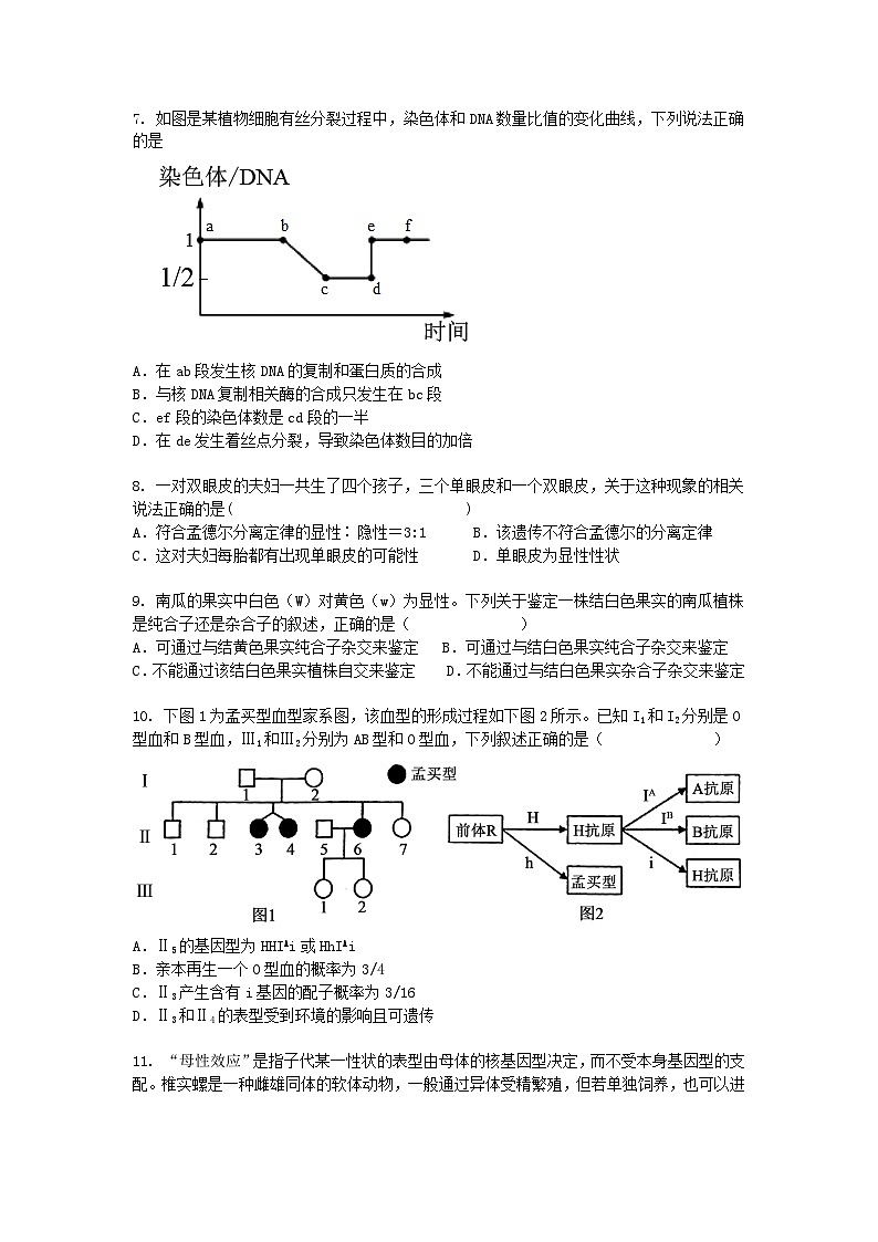 河南省许昌市2024-2025学年高一下学期3月月考生物（模拟卷）+答案第2页