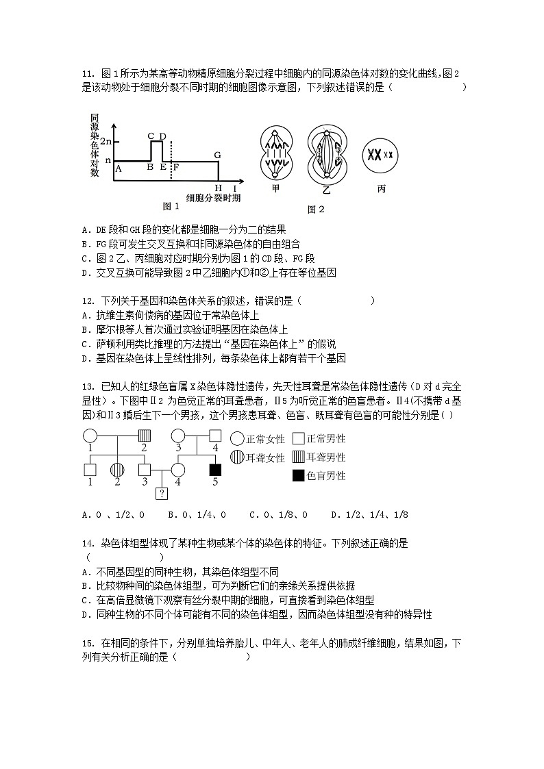 上海市2024-2025学年高一下学期3月月考生物（模拟卷）+答案第3页
