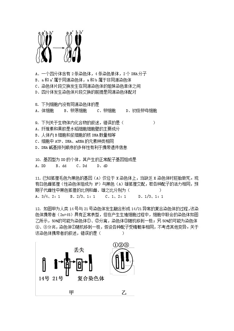 天津市2024-2025学年高一下学期3月月考生物（模拟卷）+答案第2页