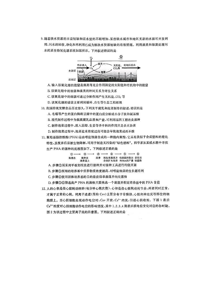 2024届江西高三上学期（七月月考）生物试题（含答案）第3页