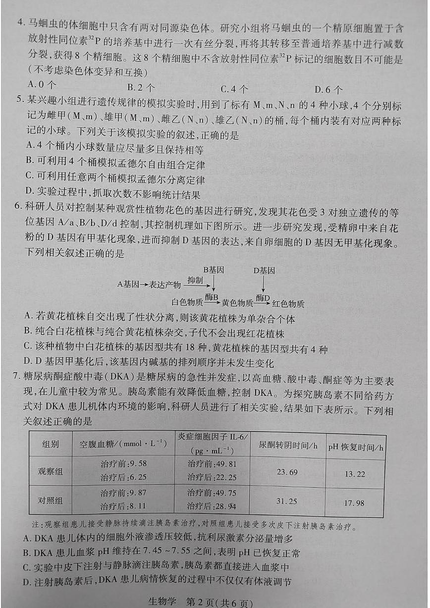 2024届江西省高三上学期8月开学摸底考试--生物试题（含答案）第2页