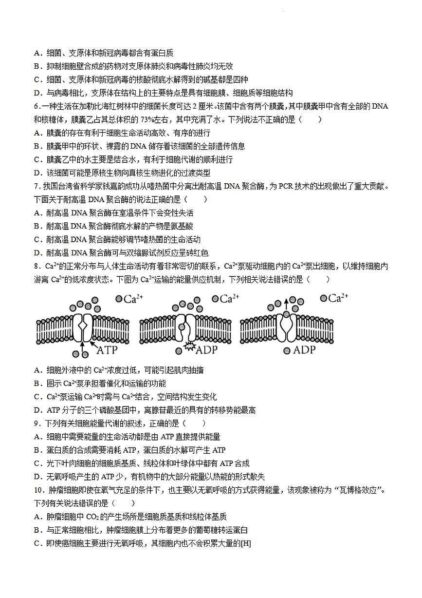 2024届辽宁省锦州市高三上学期第二次考试(10月)-生物试题（含答案）第2页