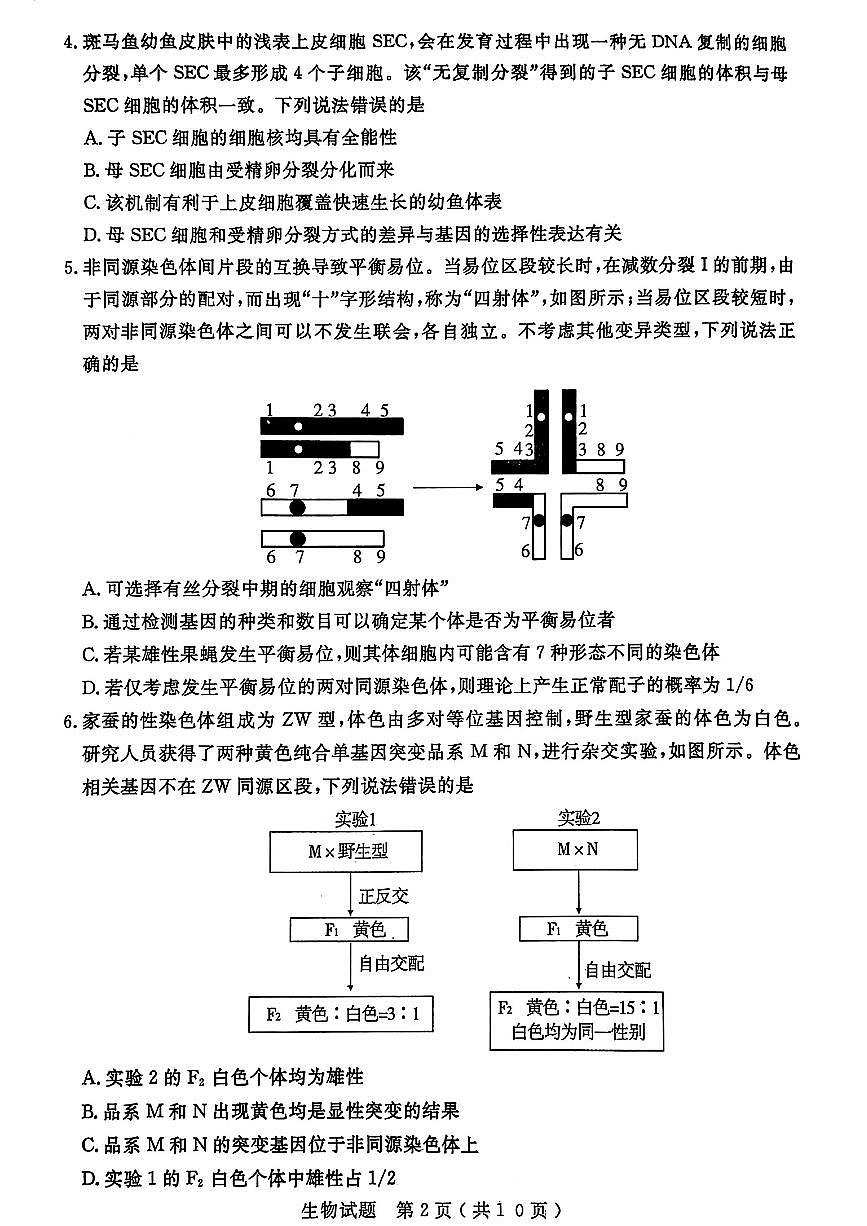 2024届山东省济宁市高三三模-生物试卷（含答案）第2页