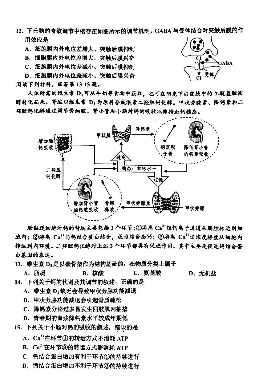 2024届浙江省嘉兴市高三下学期二模-生物试卷（含答案）第3页