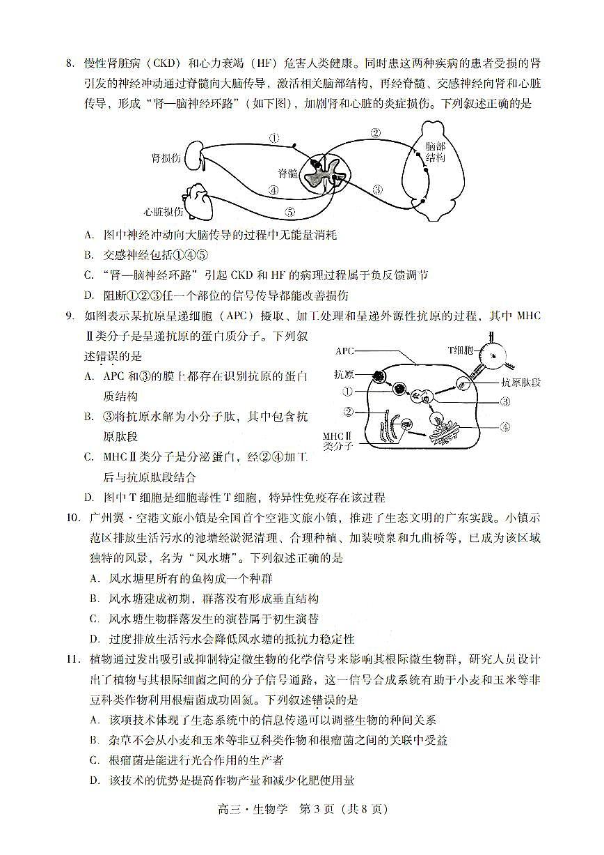广东省肇庆市2025届高中毕业班第二次模拟考试生物试卷（含答案）第3页