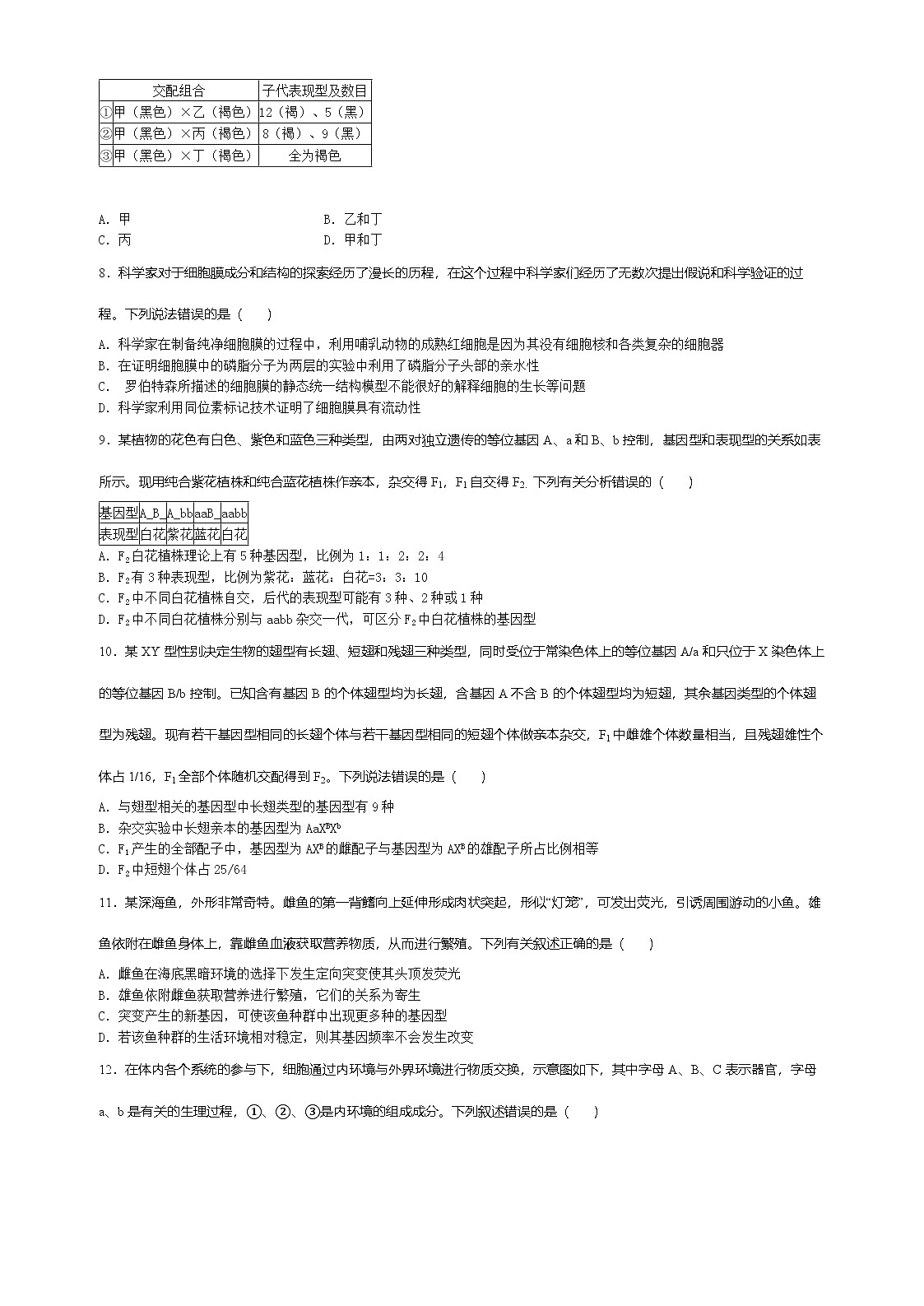 云南省玉溪师范学院附属中学2022-2023学年高二上学期期中考试生物试题第2页