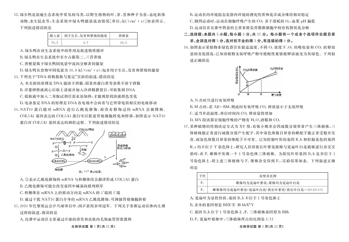 山东省菏泽市2024-2025学年高三上学期1月期末生物试卷（含答案）第3页