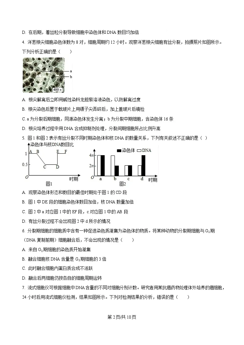 四川省广安市友谊中学2024—2025学年高一下学期3月考试生物试题（原卷版）第2页