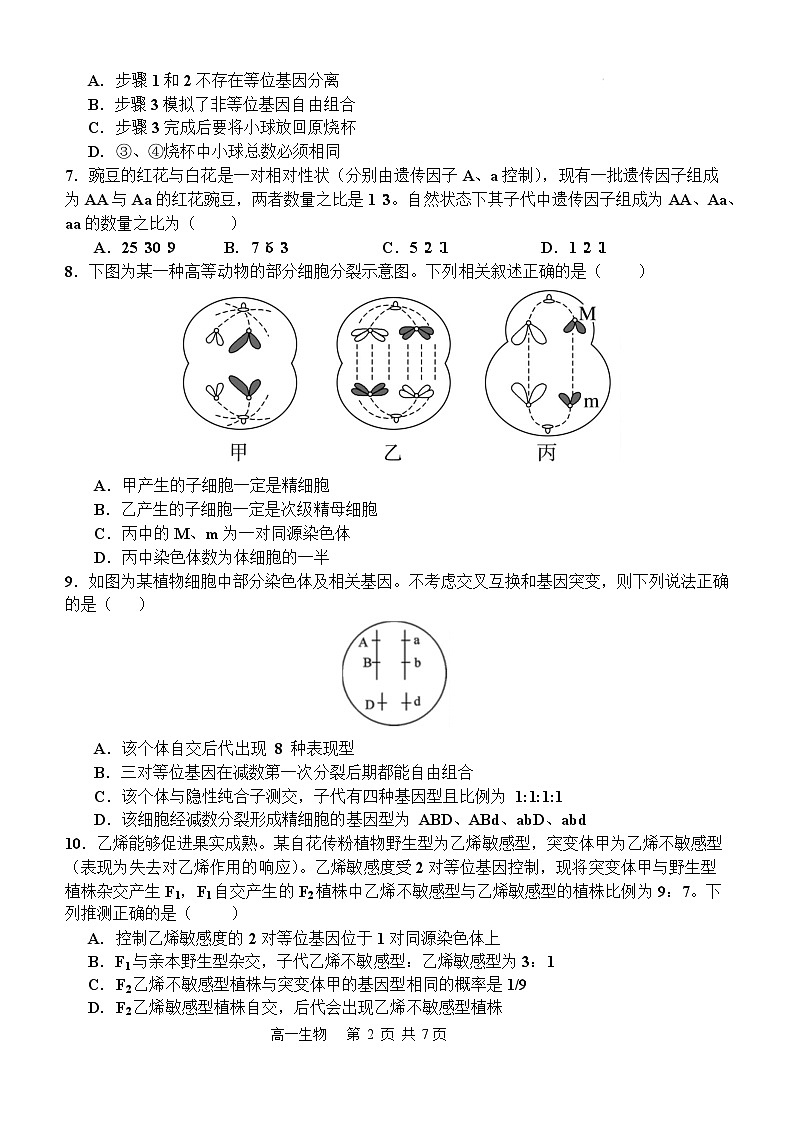 吉林省延边州延吉市延边第二中学2024-2025学年高一下学期3月月考生物试题（有答案）第2页