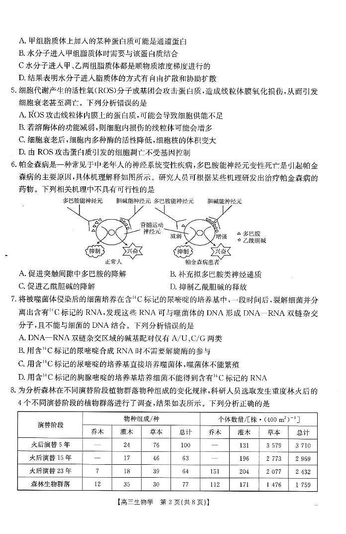 福建省2024-2025学年高三下学期2月开学联考 生物试卷（含答案）第2页