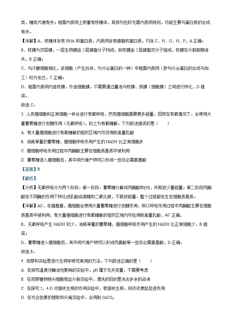 江苏省盐城市盐城市联盟校高三第一次联考2024-2025学年高三下学期3月月考生物试题 Word版含解析第2页