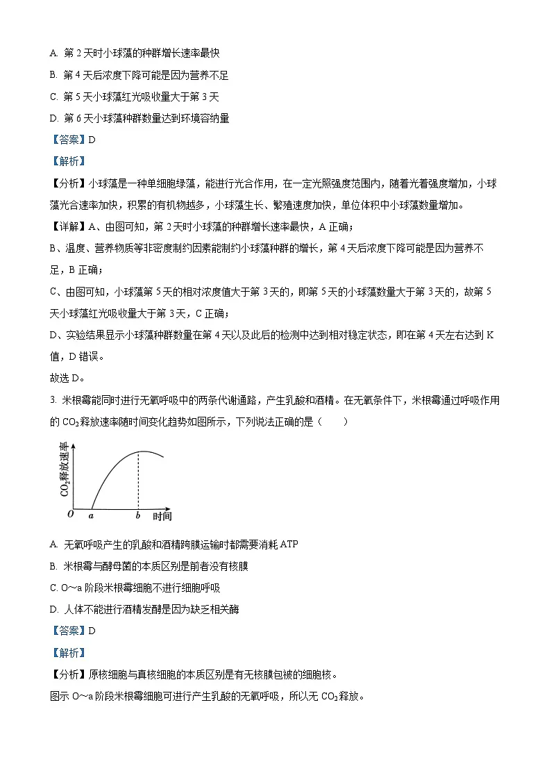 2024届福建省漳州市高三第三次质量检测三模生物试题（解析版）第2页