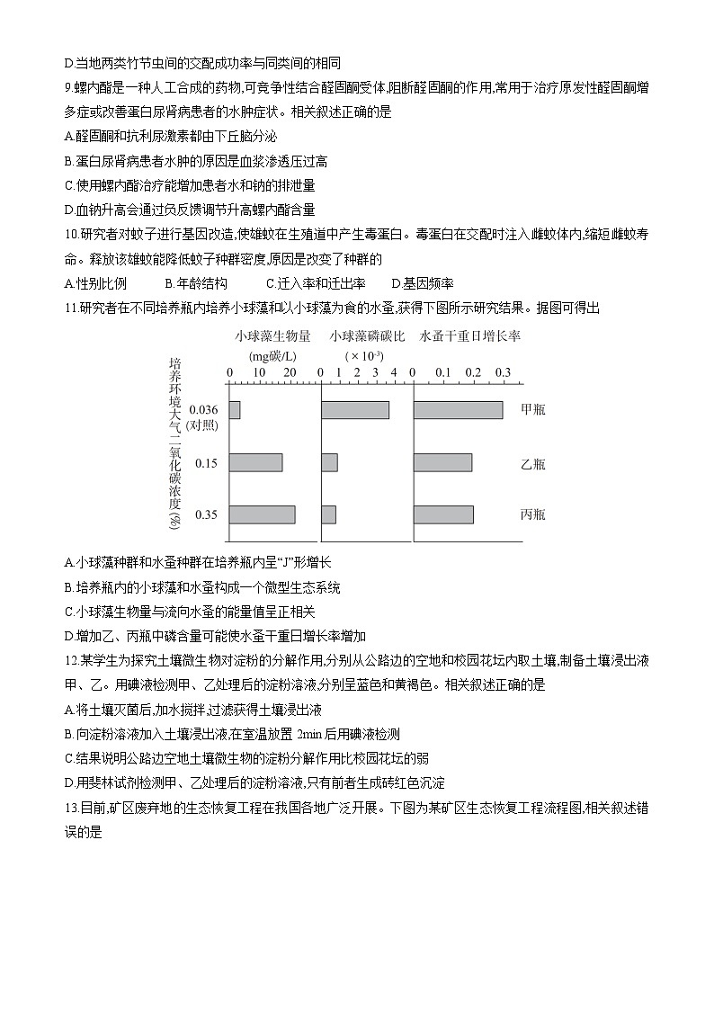 北京市朝阳区2025届高三下学期一模试题 生物 含答案第3页