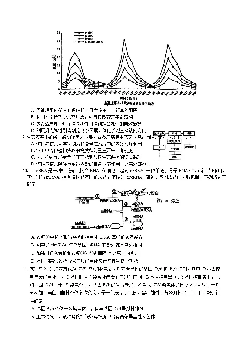安徽省池州市普通高三2025届高三下学期教学质量统一监测（二模）生物学试题（有答案）第3页